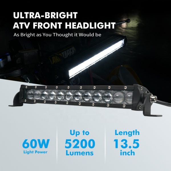 Super Bright ATV 60W 5200 Lumens LED Front Headlight For Yamaha Raptor 700 700R (3)